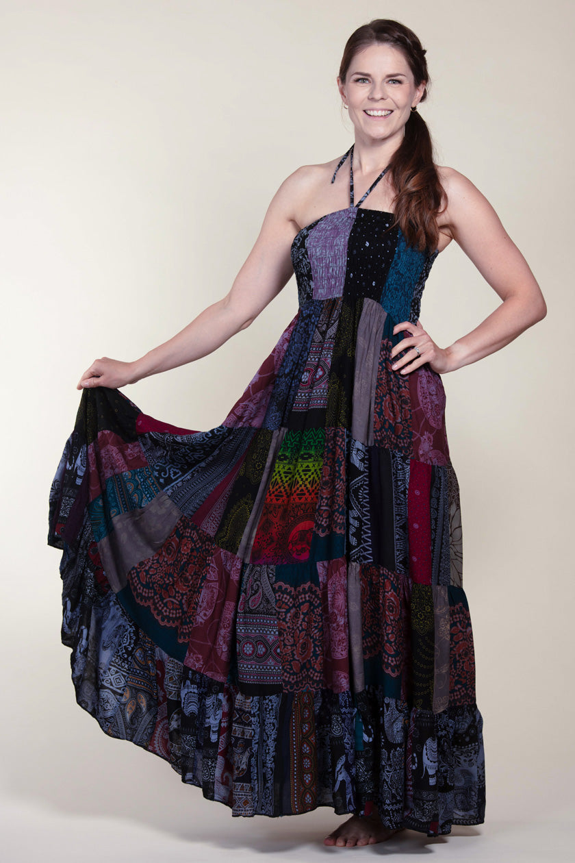 Surplus Bohemian Dark Artisan Bandeau Maksimekko - Berry Piper
