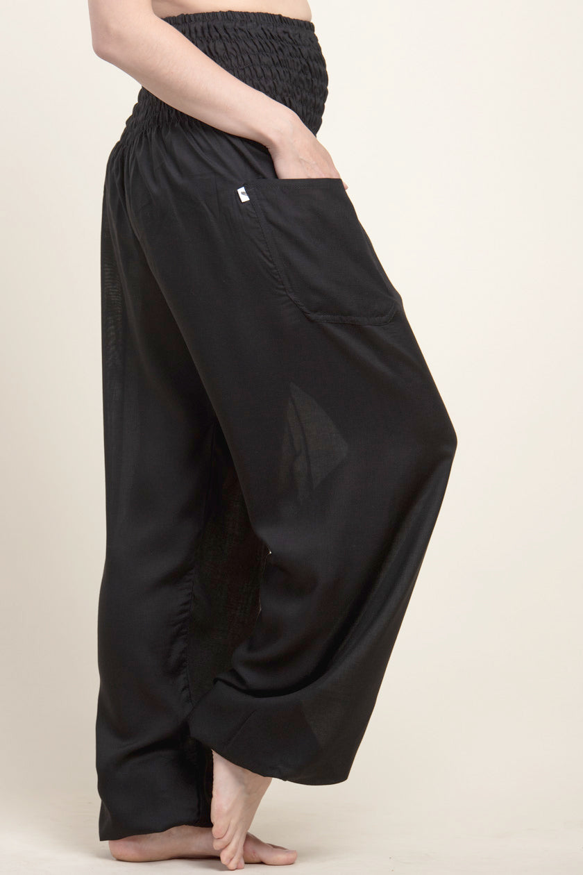 Extended Boho Black Artisan Haaremihousut - Berry Piper