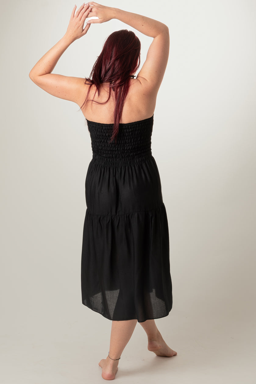 Boho Black Artisan Bandeau Midimekko - Berry Piper