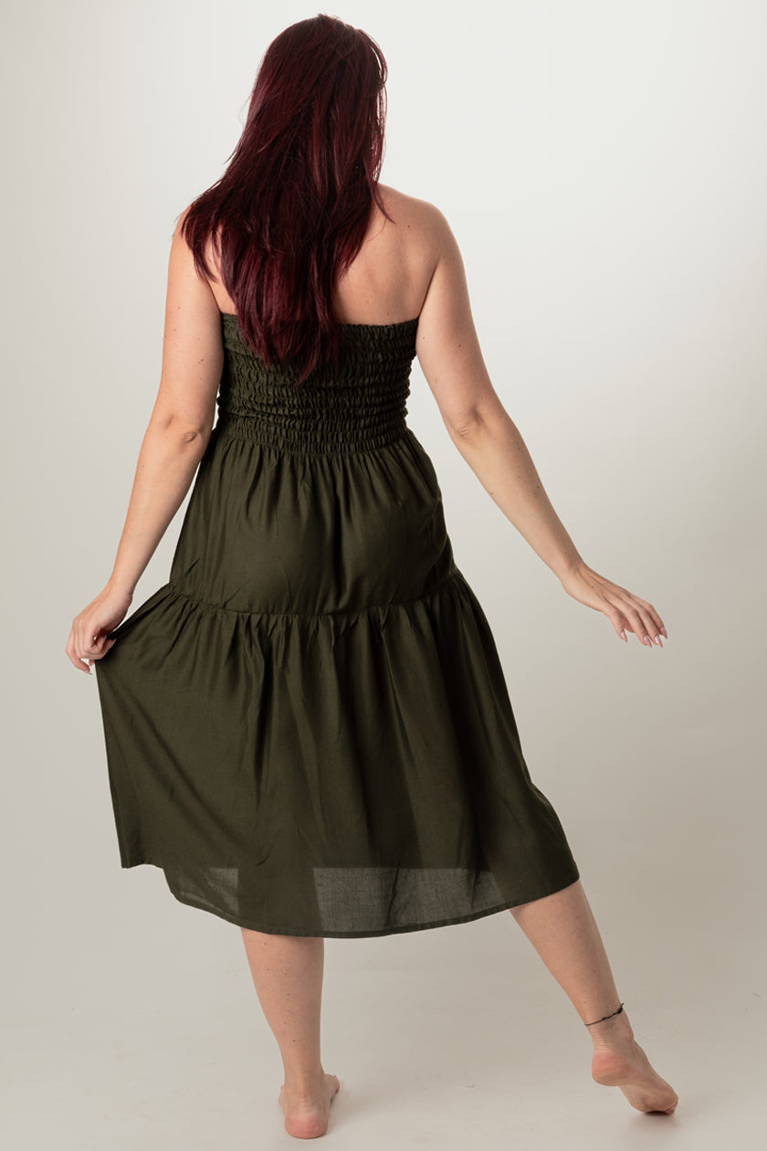 Boho Green Artisan Bandeau Midimekko - Berry Piper