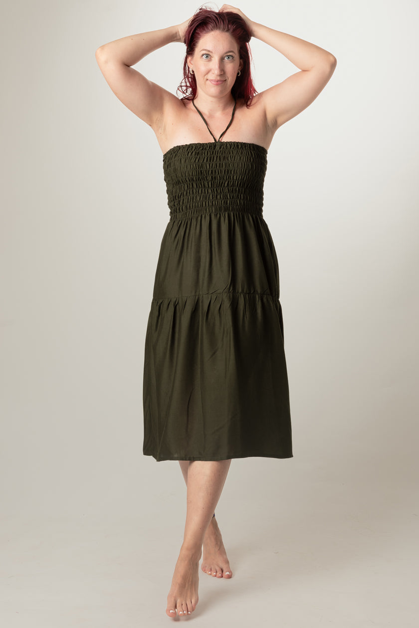 Boho Green Artisan Bandeau Midimekko - Berry Piper