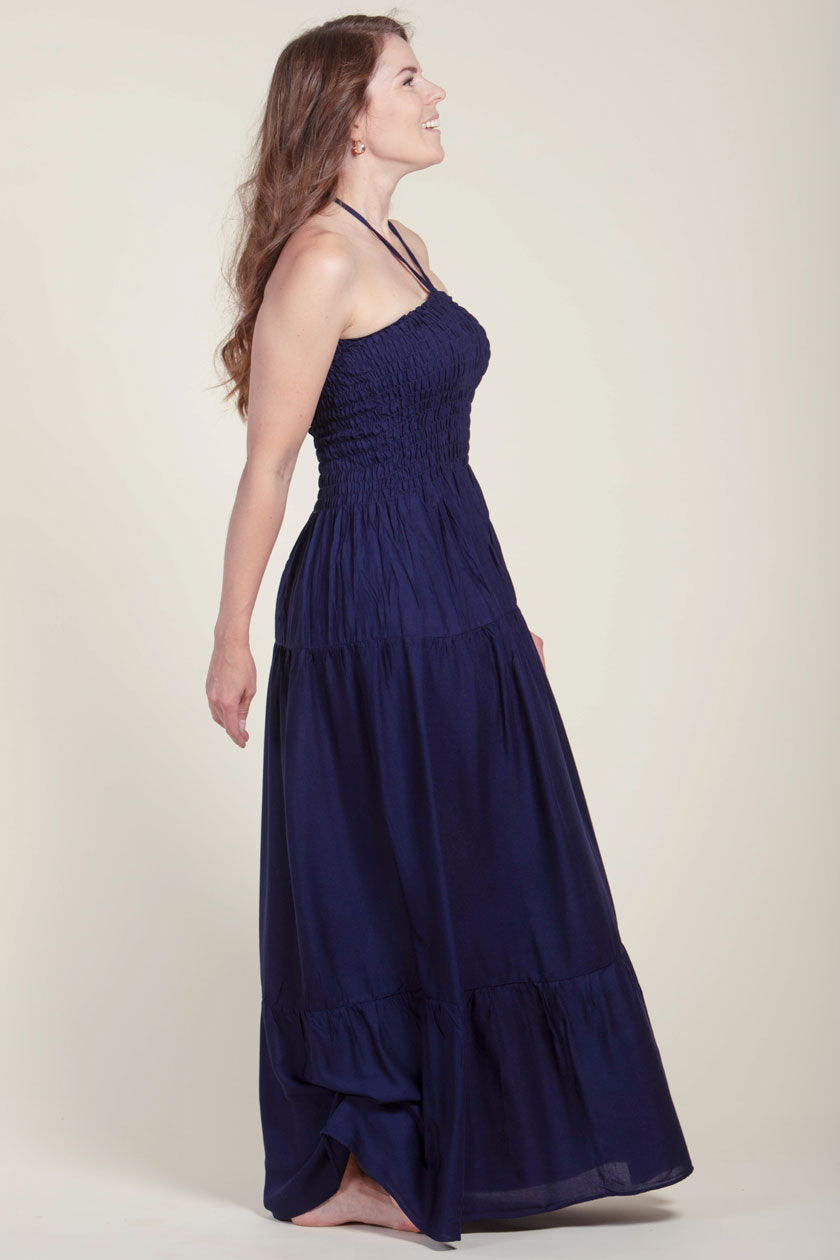 Boho Navy Artisan Bandeau Maksimekko - Berry Piper