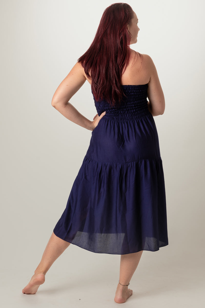 Boho Navy Artisan Bandeau Midimekko - Berry Piper