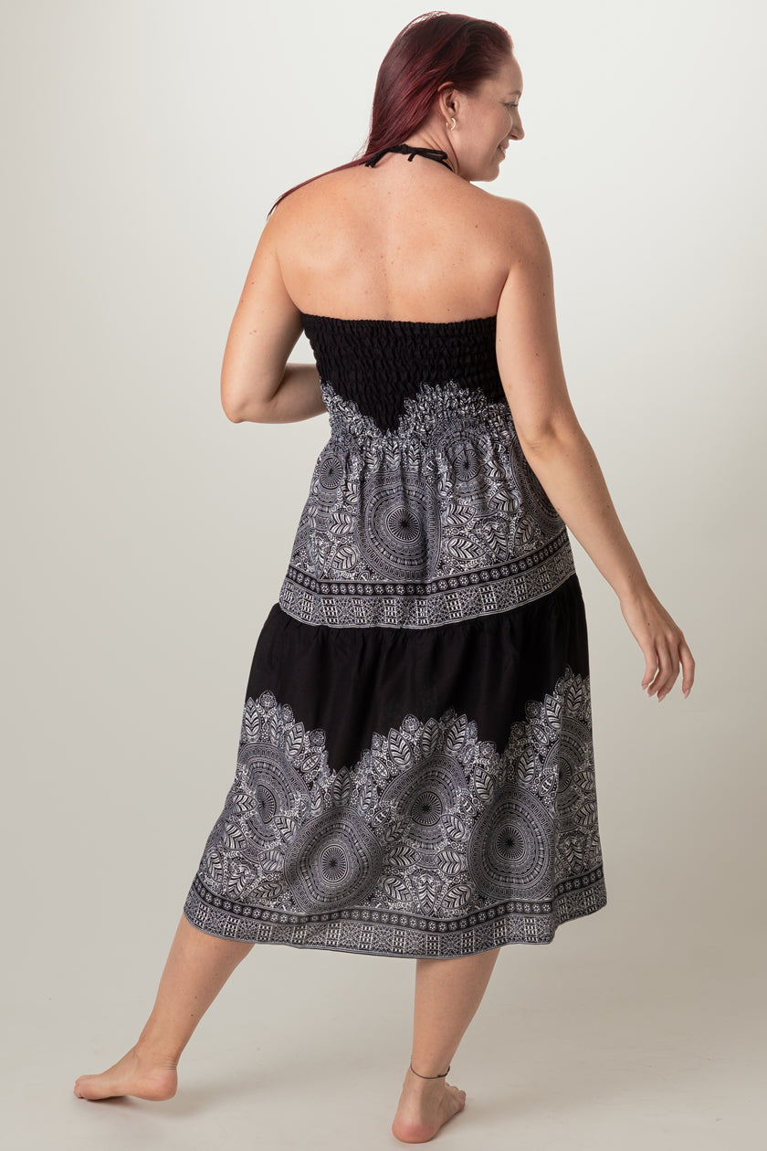 Border Mandala Black Artisan Bandeau Midimekko - Berry Piper