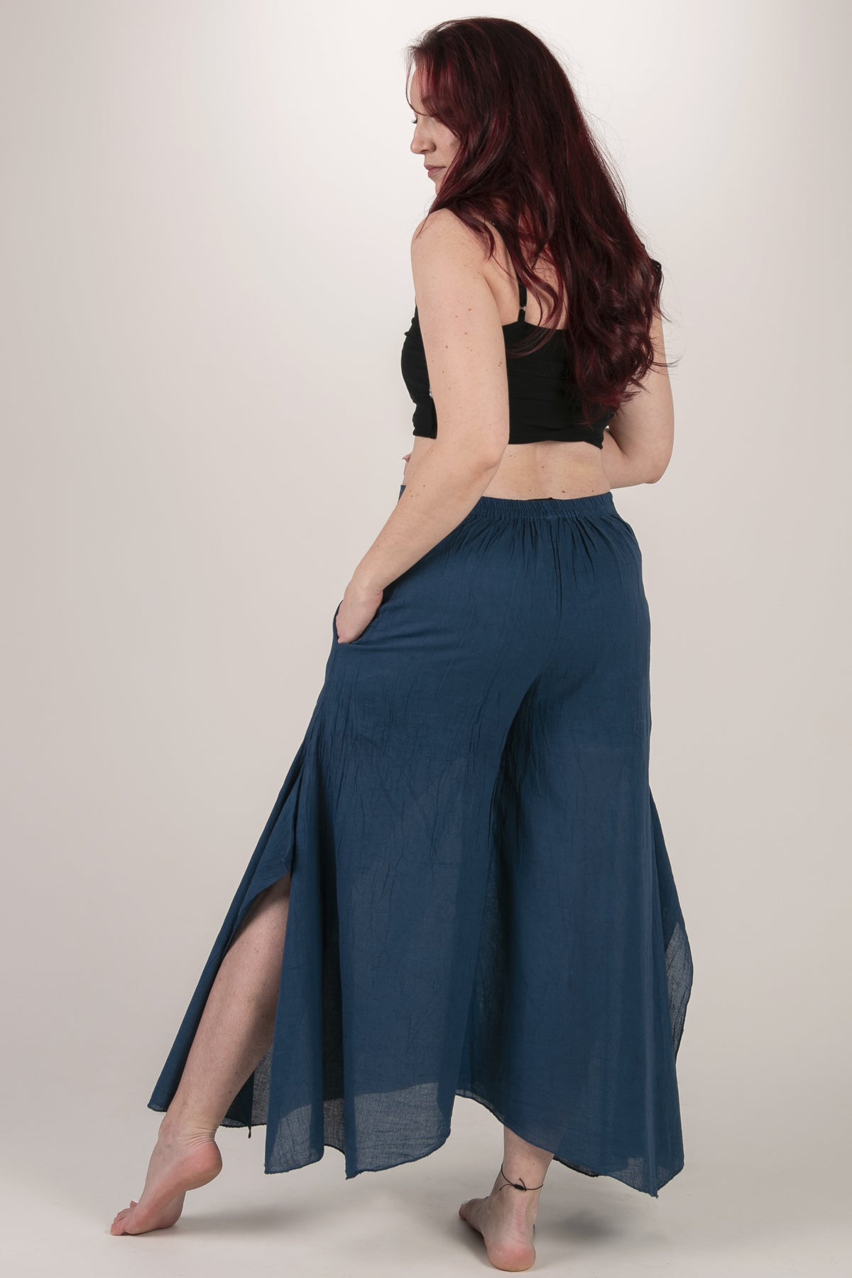Breeze Navy Cotton Artisan Palatsihousut - Berry Piper