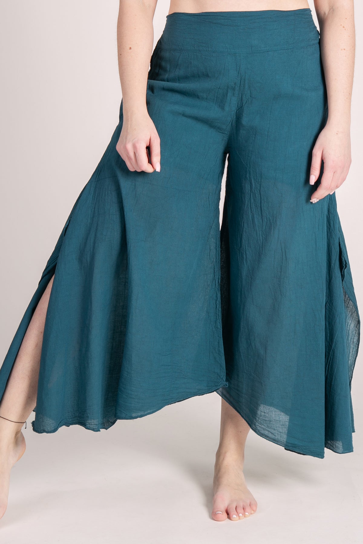 Breeze Teal Cotton Artisan Palatsihousut - Berry Piper
