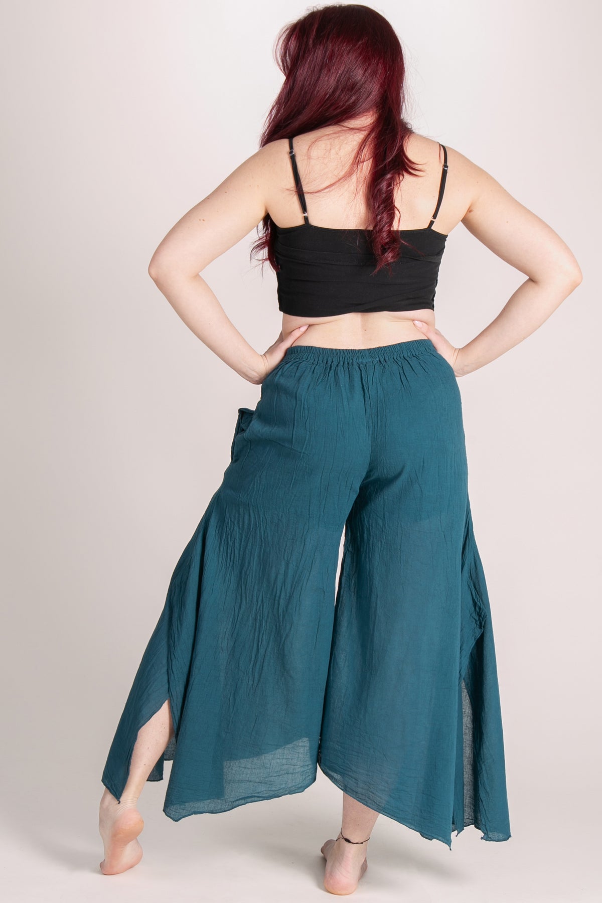 Breeze Teal Cotton Artisan Palatsihousut - Berry Piper