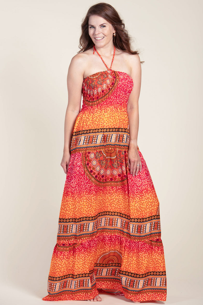 Chakra Orange Artisan Bandeau Maksimekko - Berry Piper