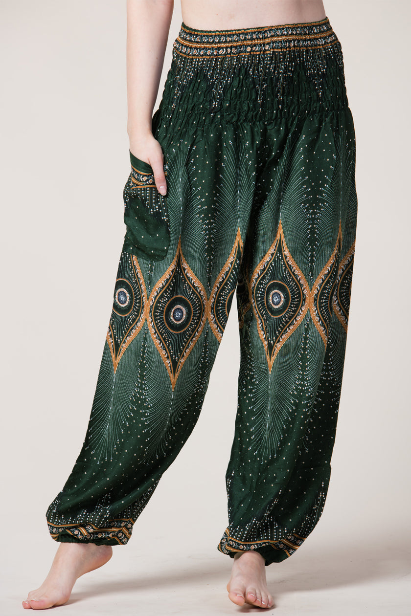Diamond Peacock Green Artisan Haaremihousut - Berry Piper