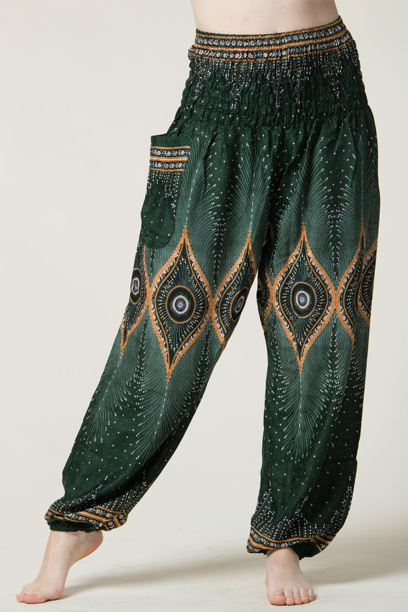 Diamond Peacock Green Artisan Haaremihousut - Berry Piper