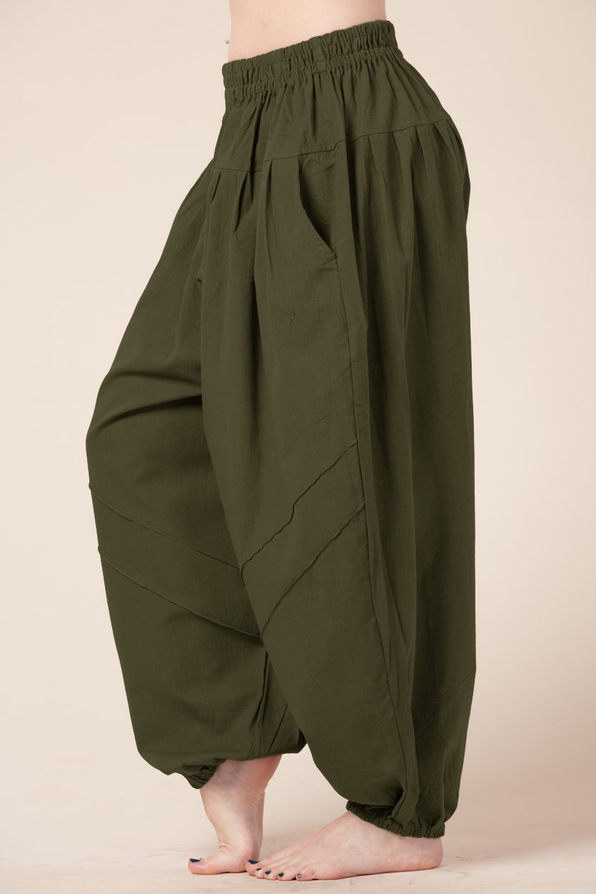 Djinn Olive Cotton Artisan Haaremihousut - Berry Piper