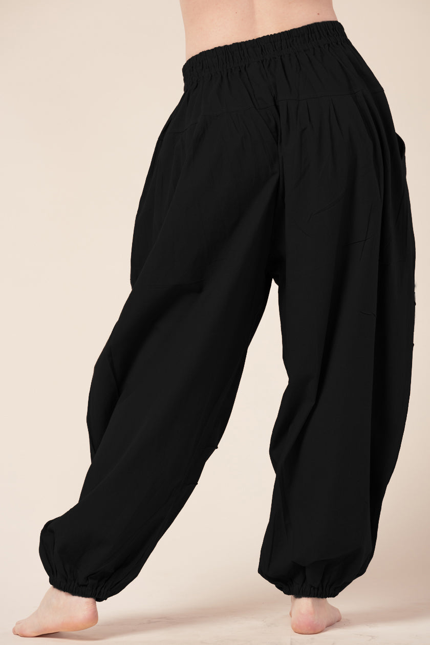 Djinn Black Cotton Artisan Haaremihousut - Berry Piper