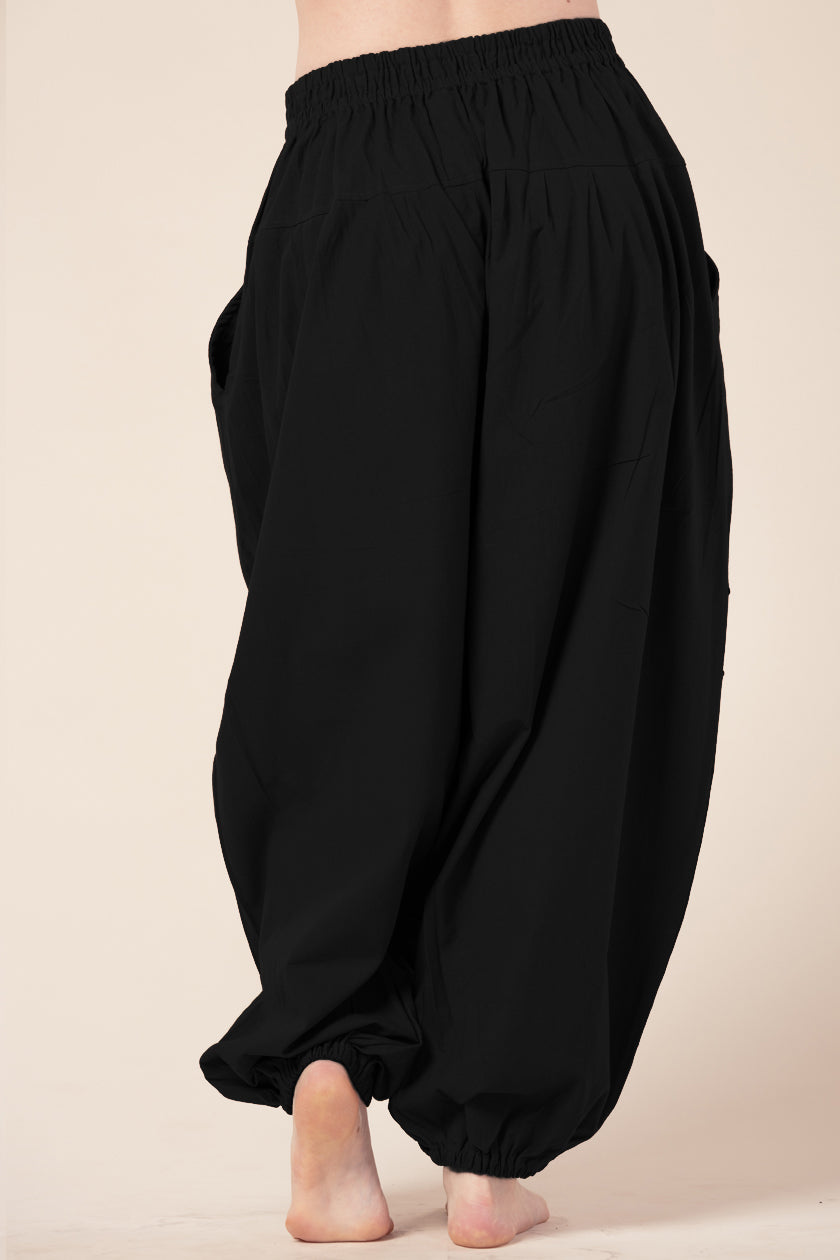 Djinn Black Cotton Artisan Haaremihousut - Berry Piper
