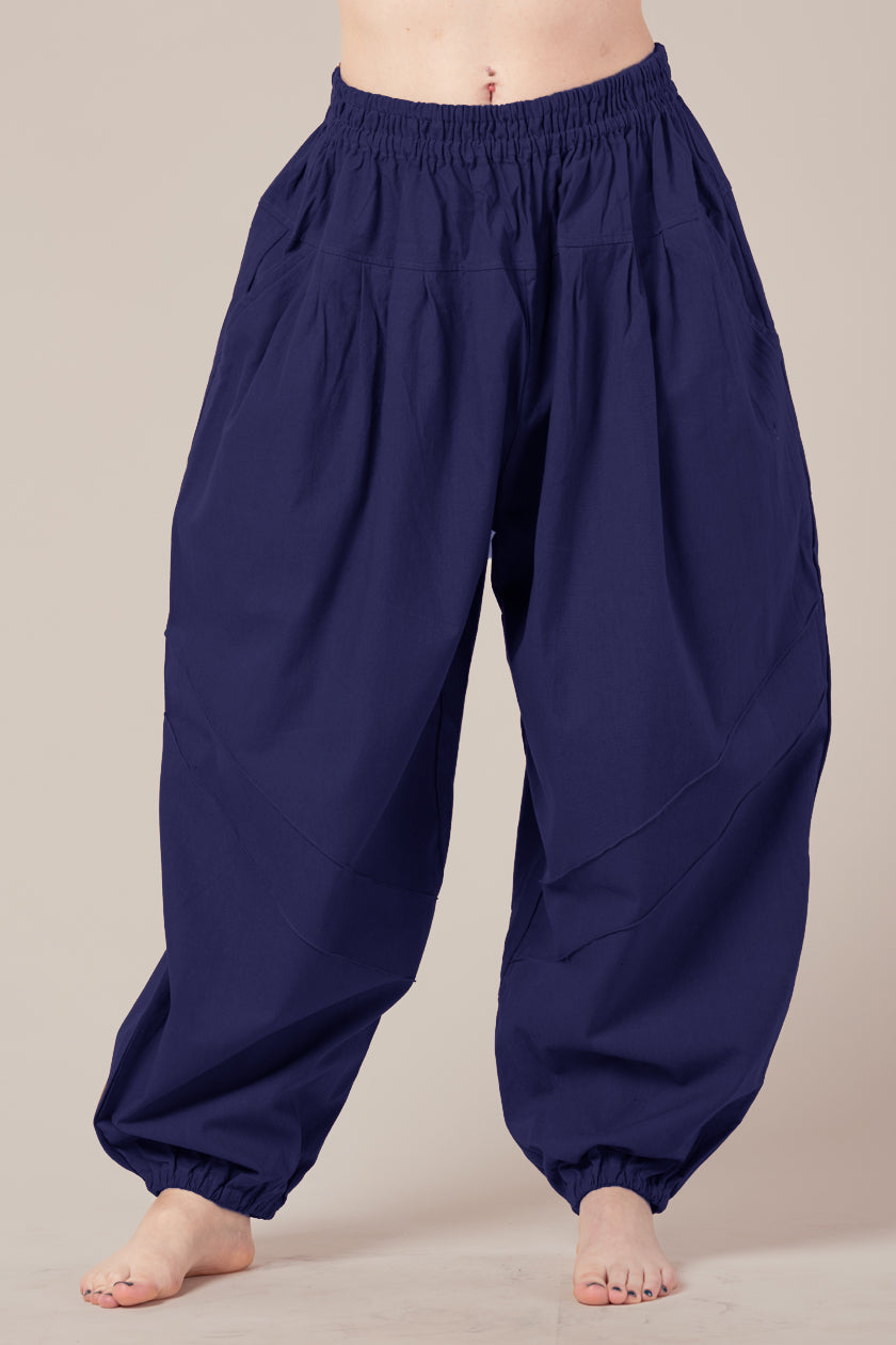Djinn Navy Cotton Artisan Haaremihousut - Berry Piper