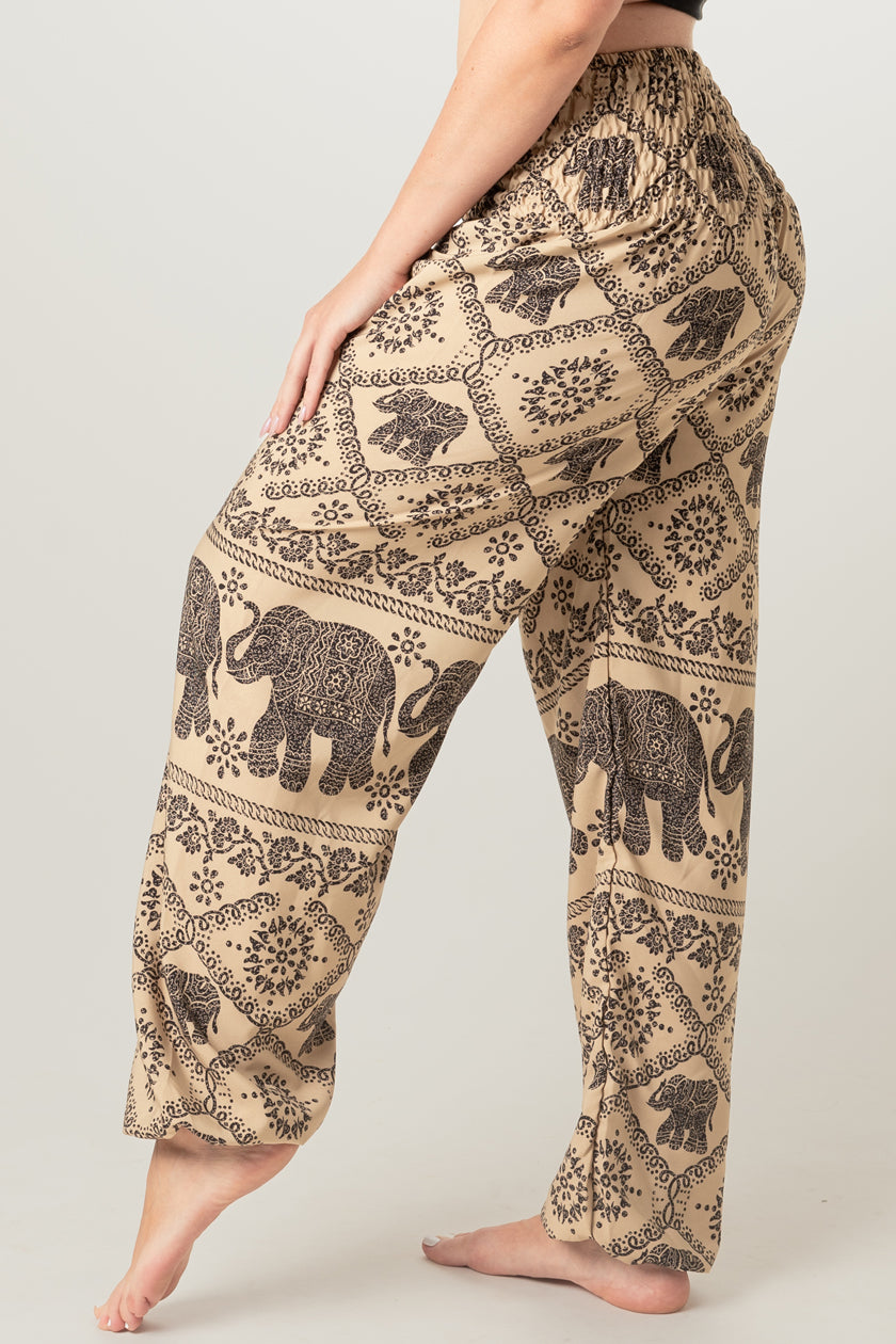 Extended Bandanna Beige Elephant Artisan Haaremihousut - Berry Piper