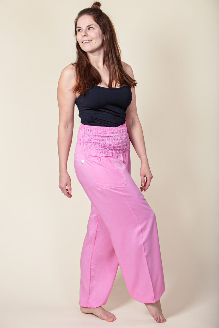 Extended Boho Pink Artisan Haaremihousut - Berry Piper