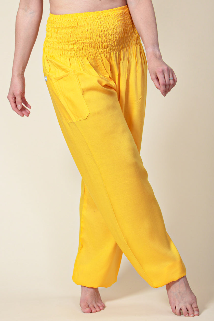 Extended Boho Yellow Artisan Haaremihousut - Berry Piper