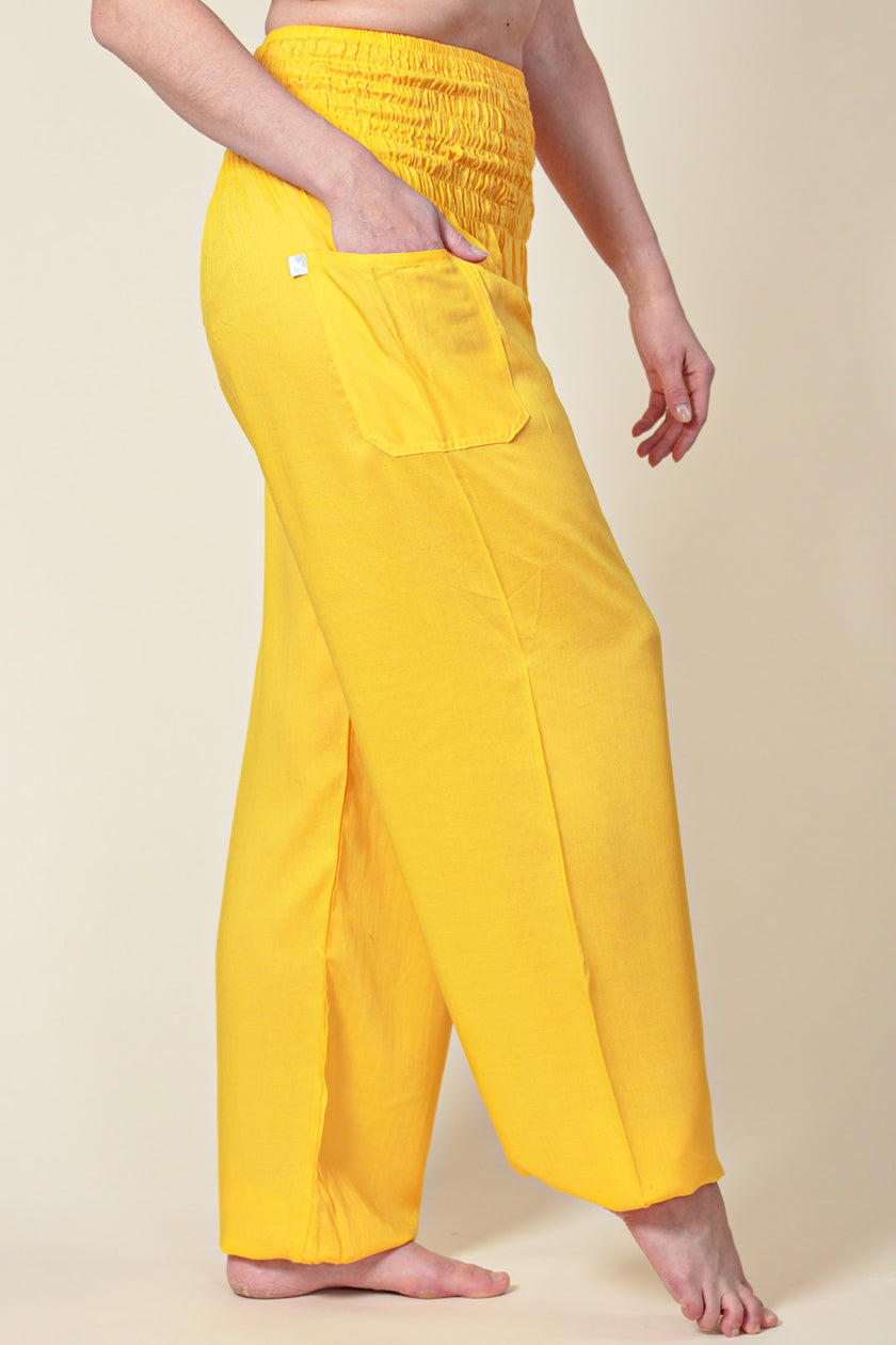 Extended Boho Yellow Artisan Haaremihousut - Berry Piper