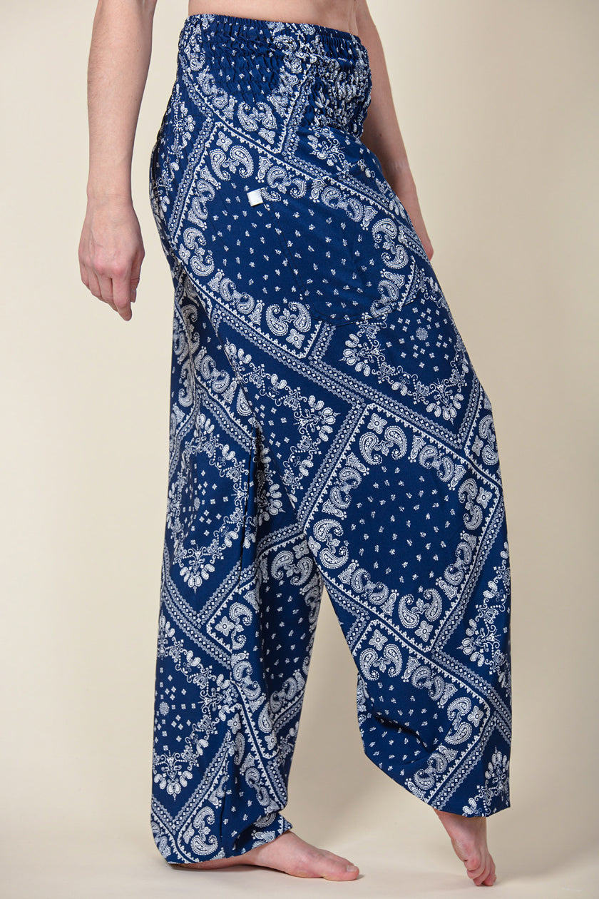 Extended Bandanna Paisley Navy Artisan Haaremihousut - Berry Piper