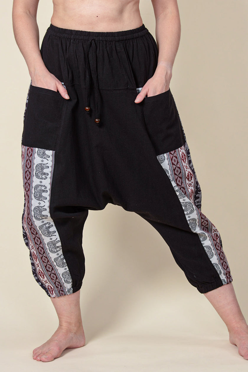 Aztec Elephant Black Medium Low Cut Haaremihousut - Berry Piper