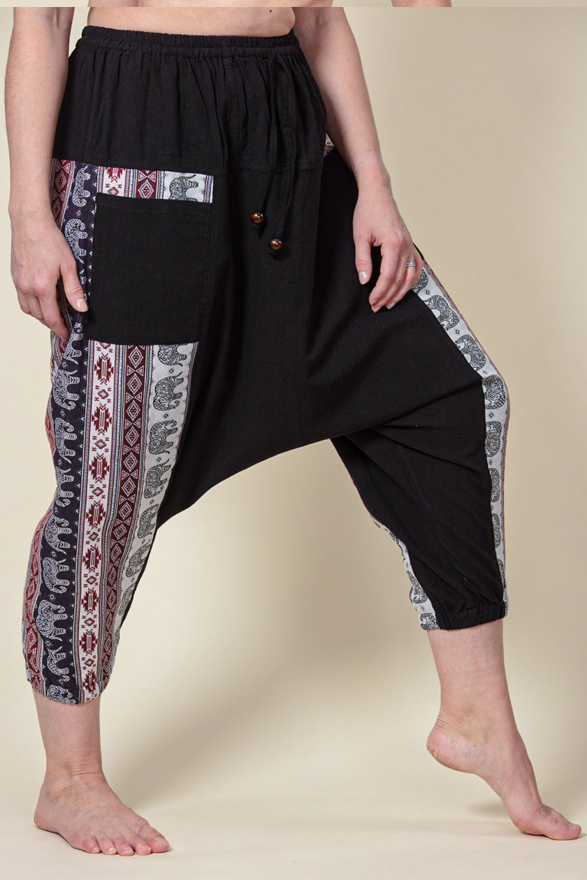 Aztec Elephant Black Medium Low Cut Haaremihousut - Berry Piper