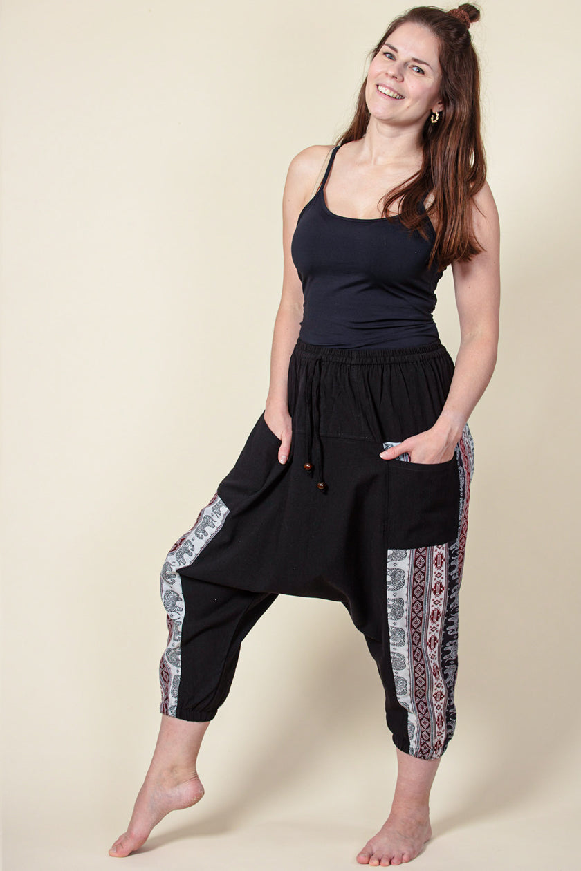Aztec Elephant Black Medium Low Cut Haaremihousut - Berry Piper