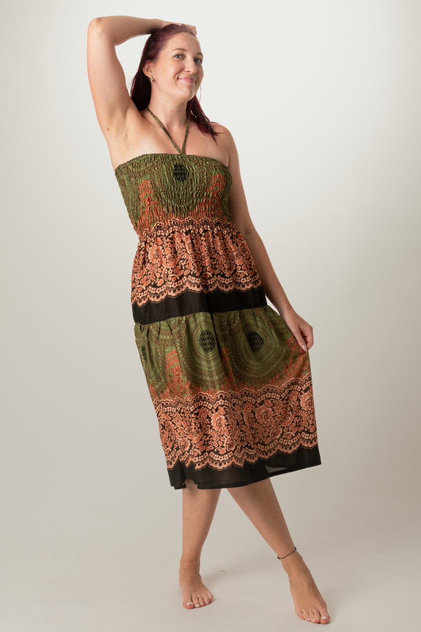 Mandala Olive Artisan Bandeau Midimekko - Berry Piper