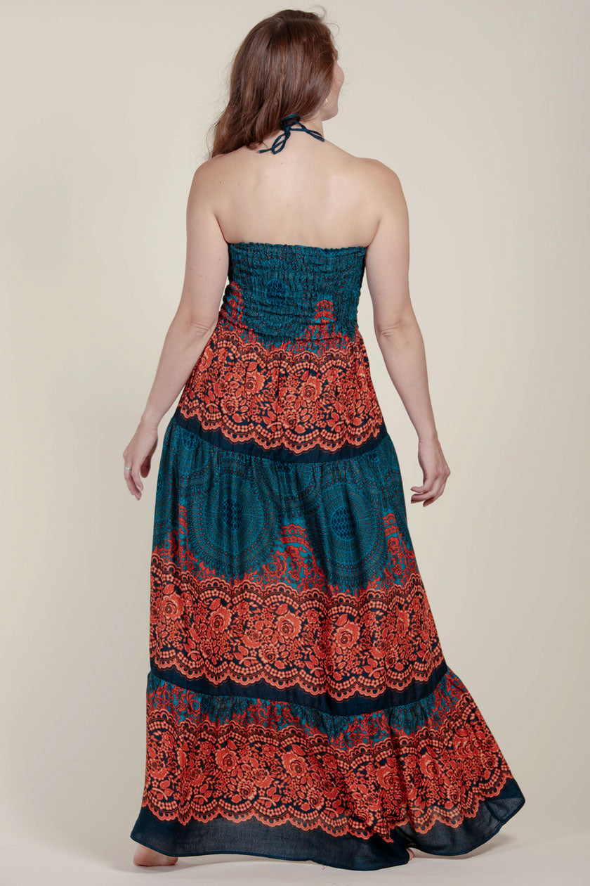 Mandala Teal Artisan Bandeau Maksimekko - Berry Piper