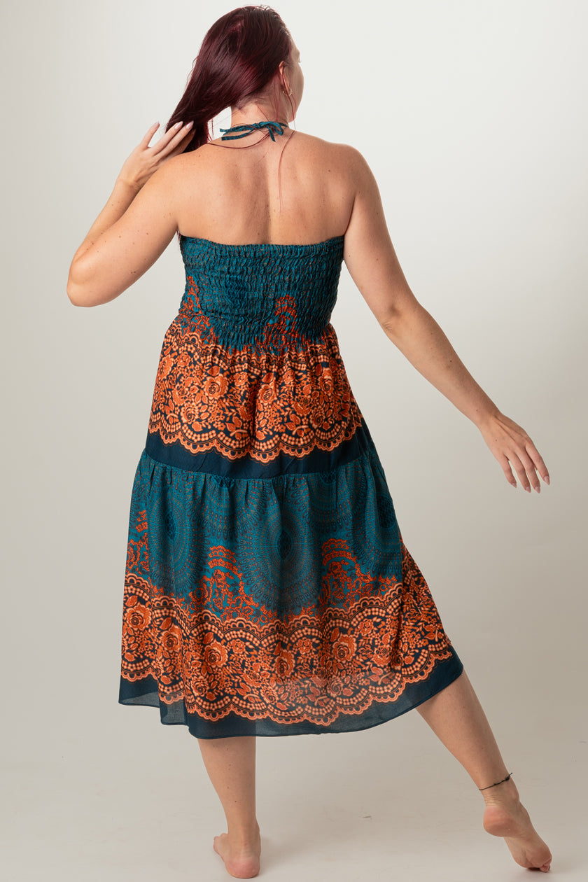 Mandala Teal Artisan Bandeau Midimekko - Berry Piper
