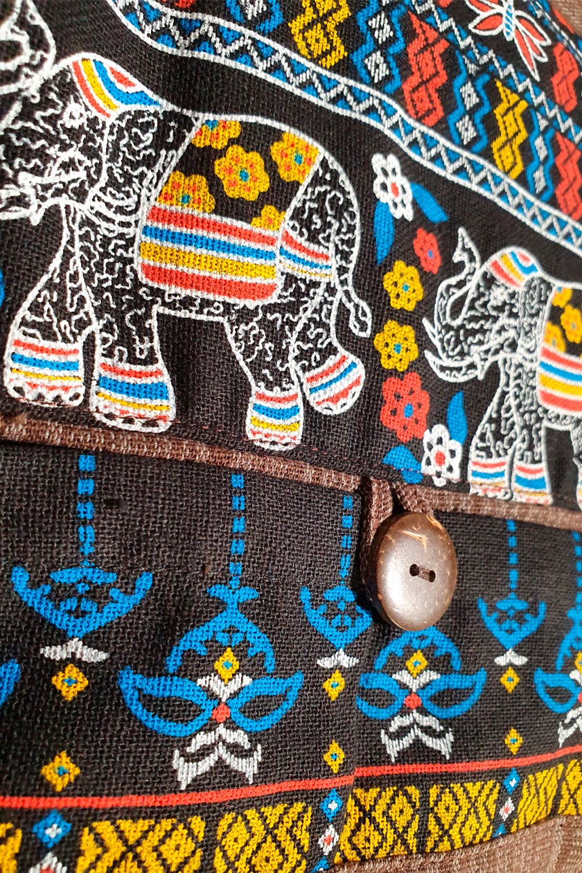 Pinstripe Elephant Brown Hill Tribe Artisan Low Cut Haaremihousut - Berry Piper