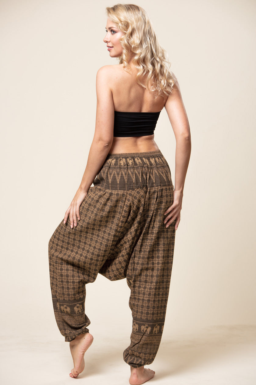 Elephant Brown Hill Tribe Artisan Low Cut Haaremihousut - Berry Piper