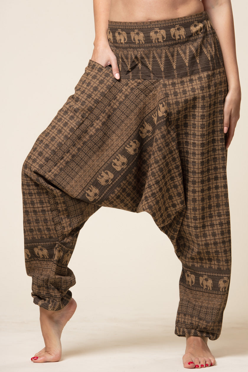 Elephant Brown Hill Tribe Artisan Low Cut Haaremihousut - Berry Piper