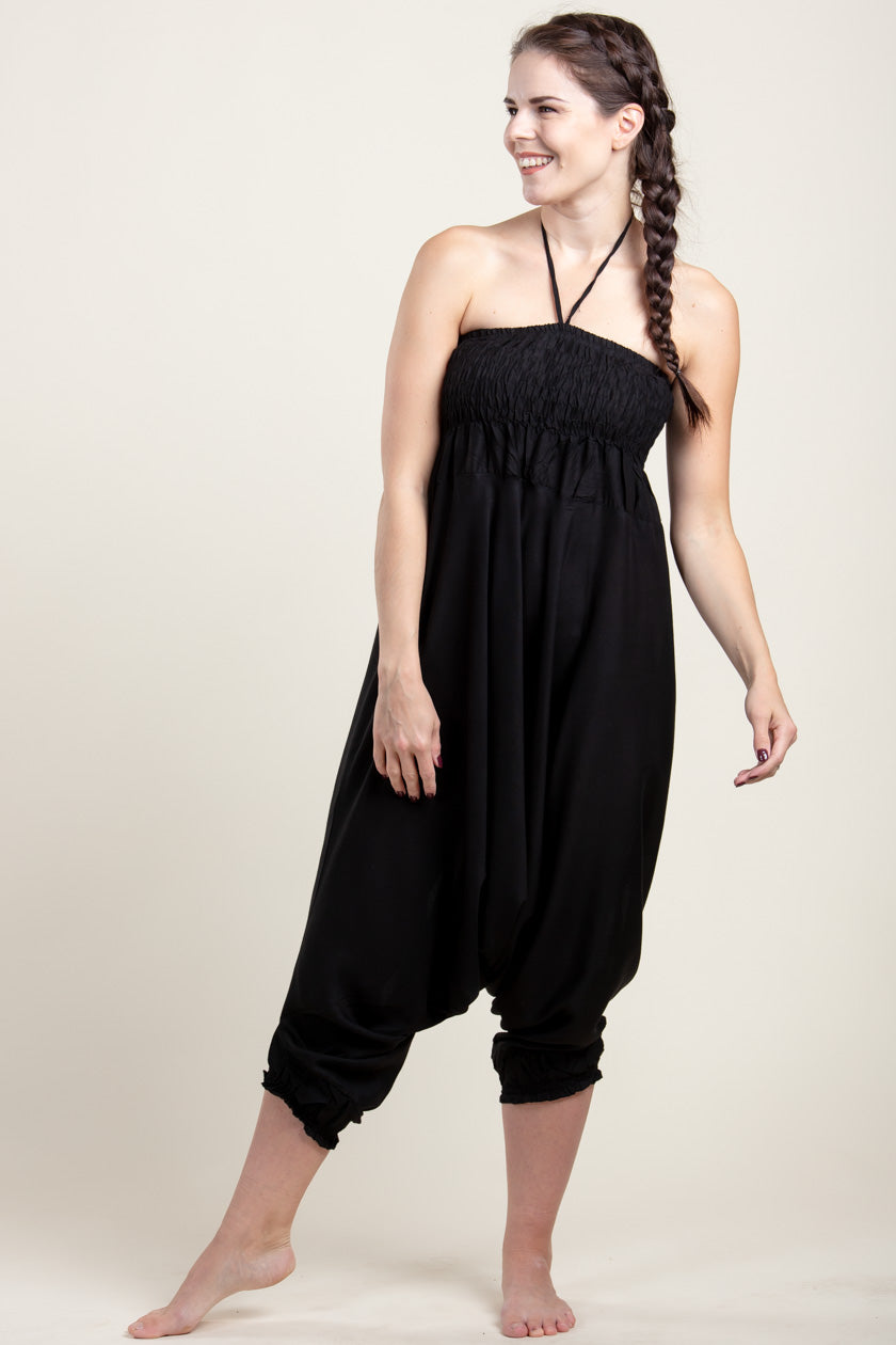 Boho Black Artisan Jumpsuit Haaremihousut - Berry Piper