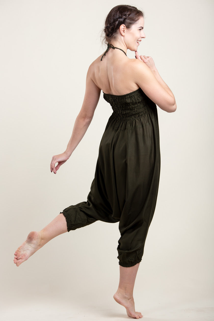 Boho Green Artisan Jumpsuit Haaremihousut - Berry Piper
