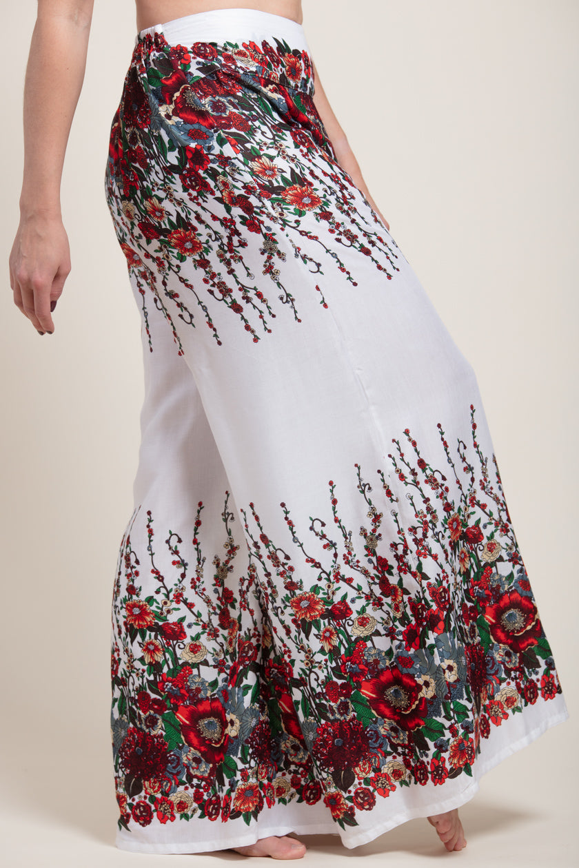 Floral White Artisan Palatsihousut - Berry Piper
