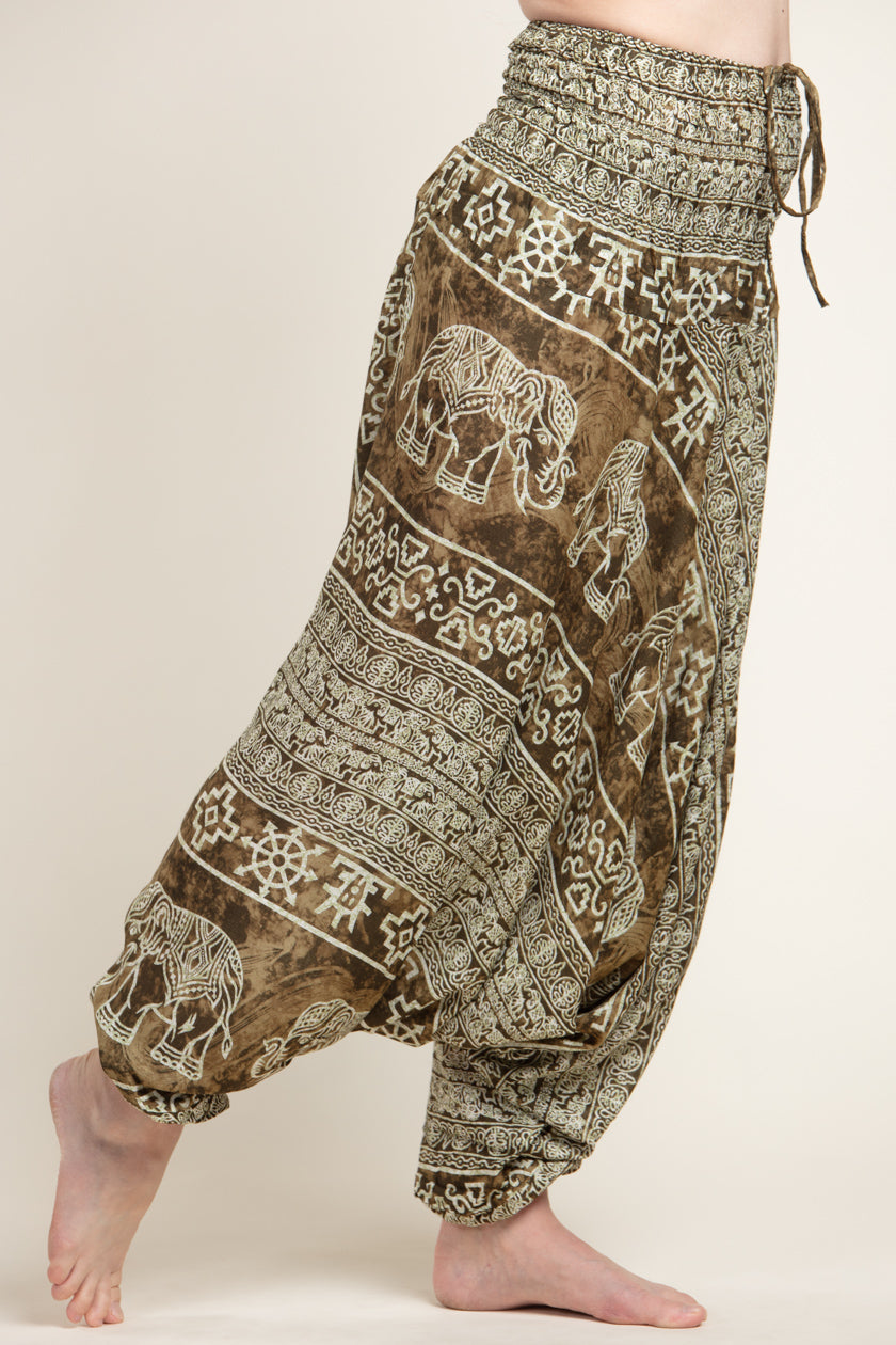 Olive Marble Elephants Artisan Jumpsuit Haaremihousut - Berry Piper