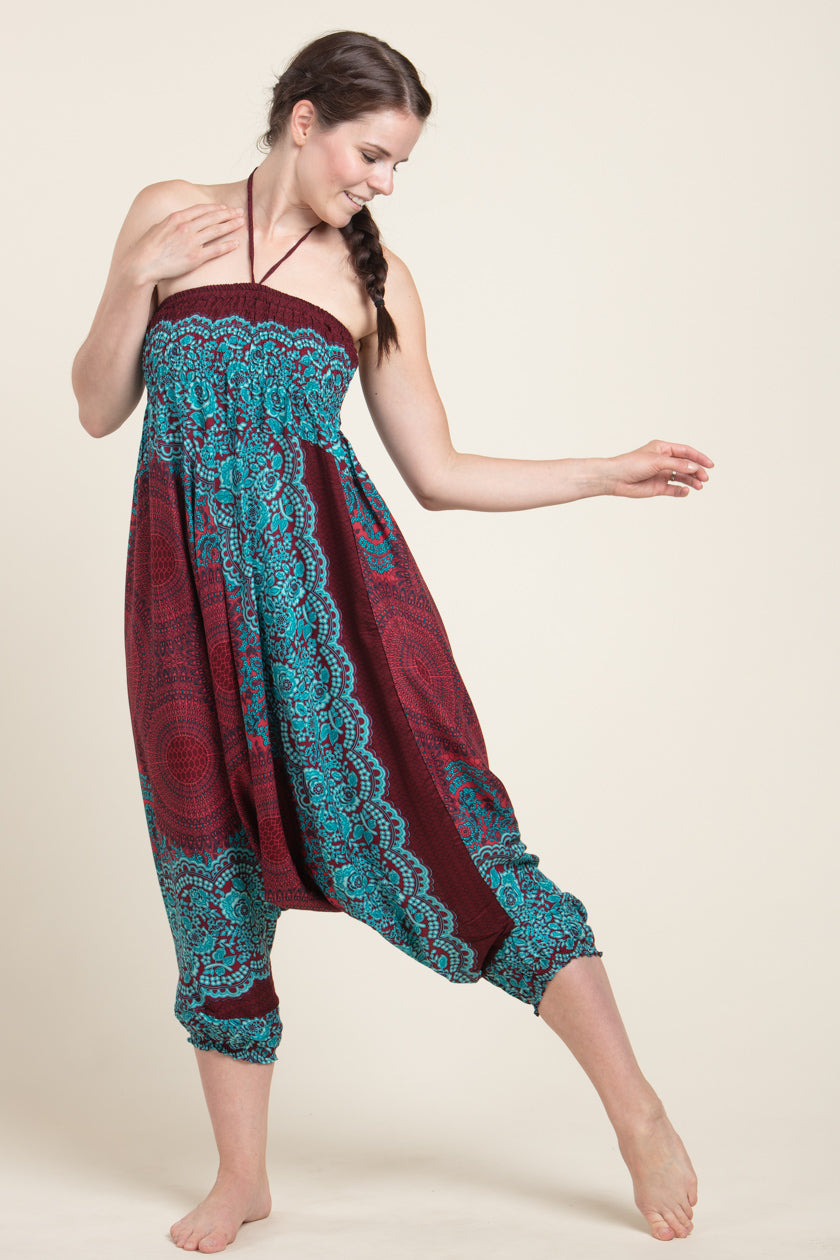 Mandala Red Artisan Jumpsuit Haaremihousut - Berry Piper