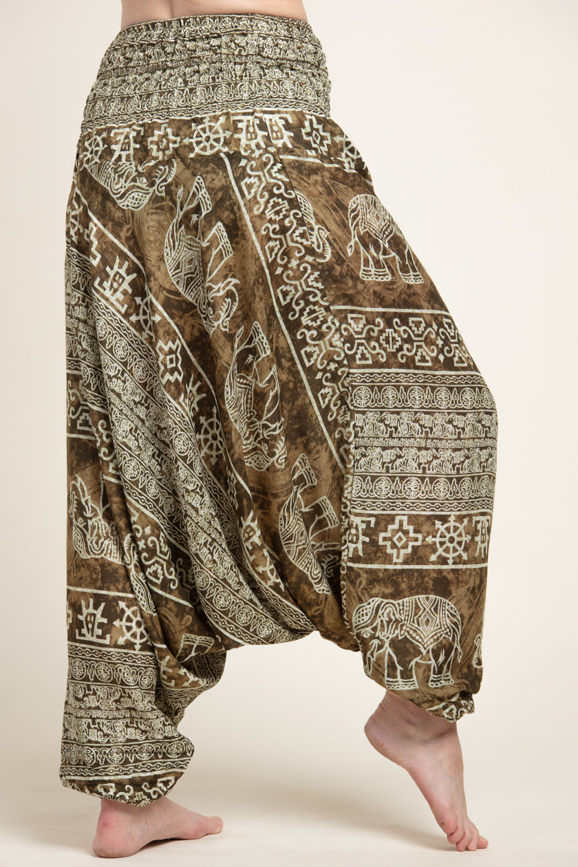 Olive Marble Elephants Artisan Jumpsuit Haaremihousut - Berry Piper