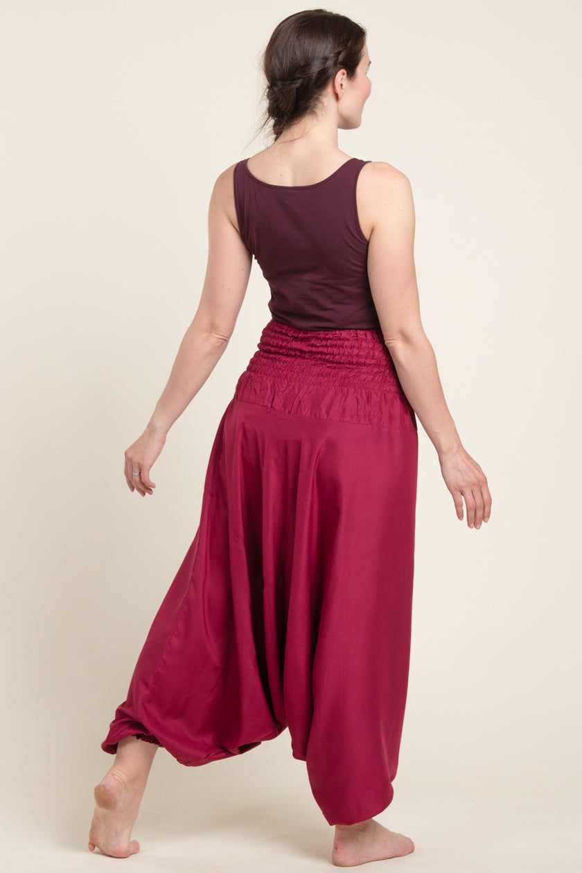 Boho Burgundy Artisan Jumpsuit Haaremihousut - Berry Piper
