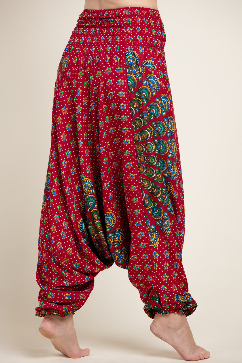 Peacock Mandala Red Artisan Jumpsuit Haaremihousut - Berry Piper