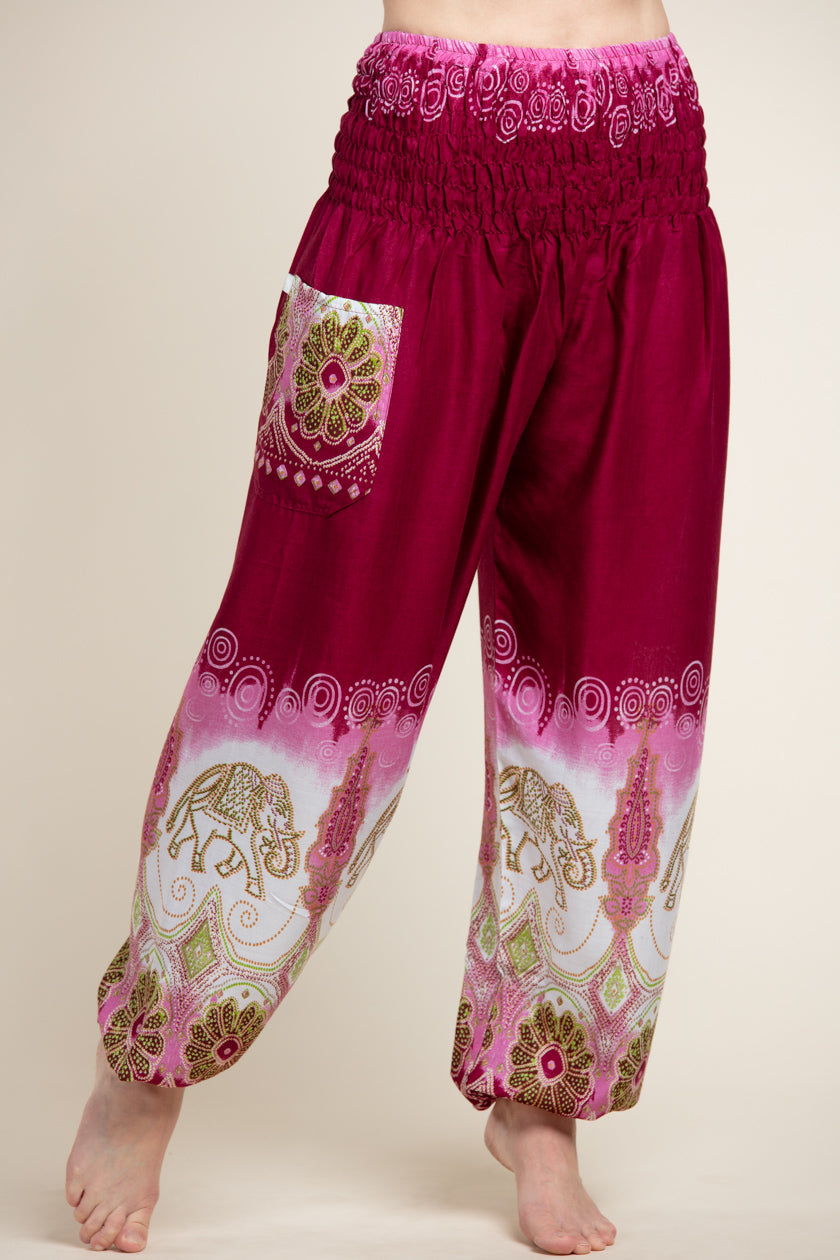 Parade Elephants Magenta Artisan Haaremihousut - Berry Piper