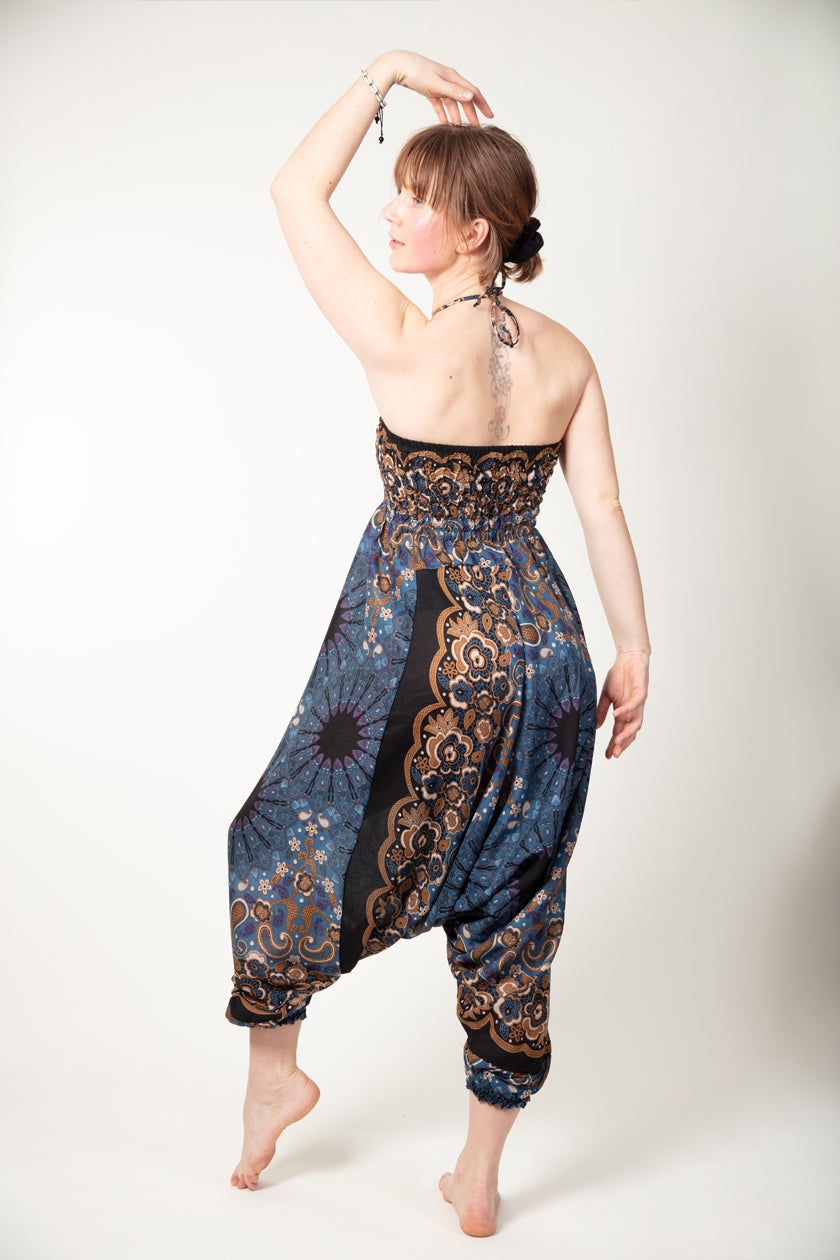 Paisley Mandala Navy Bronze Artisan Jumpsuit Haaremihousut - Berry Piper