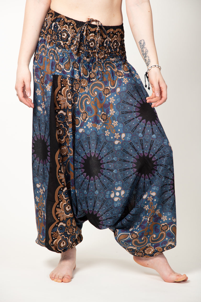 Paisley Mandala Navy Bronze Artisan Jumpsuit Haaremihousut - Berry Piper