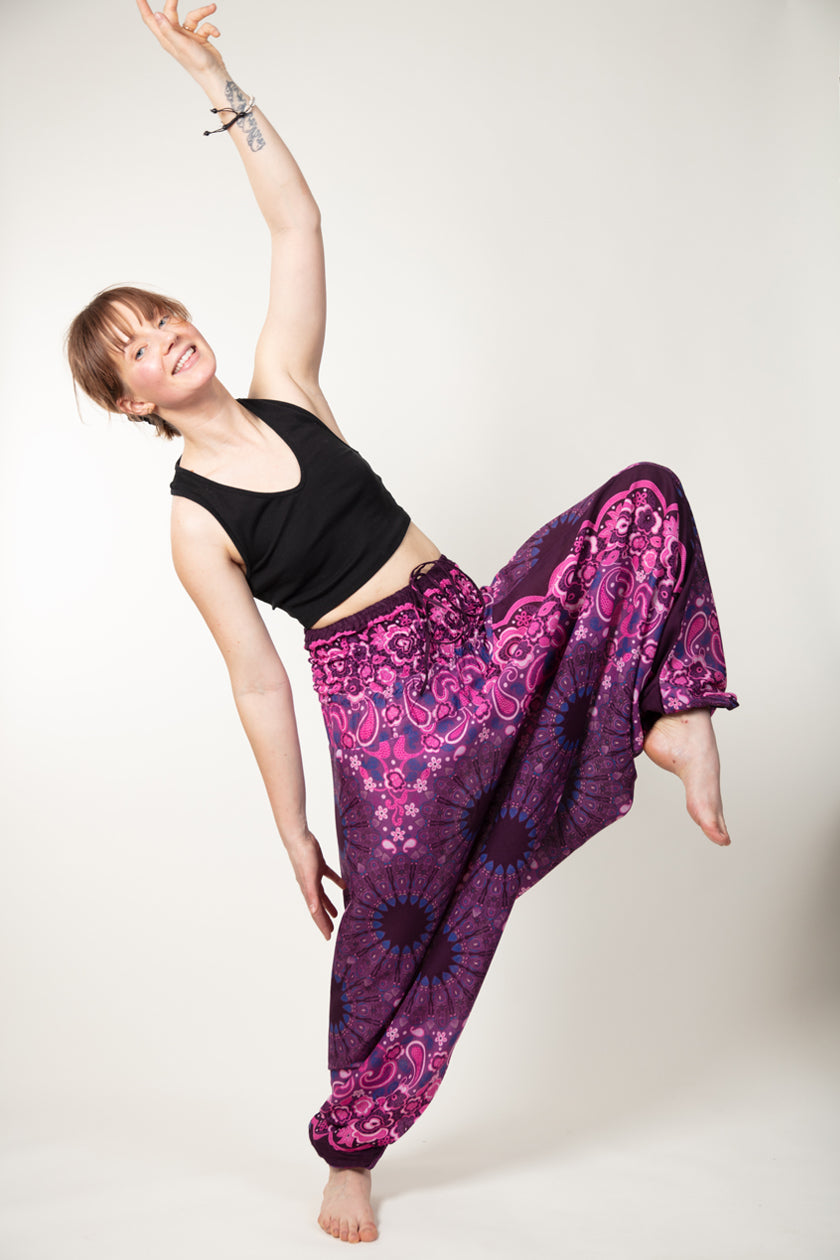 Paisley Mandala Purple Artisan Jumpsuit Haaremihousut - Berry Piper
