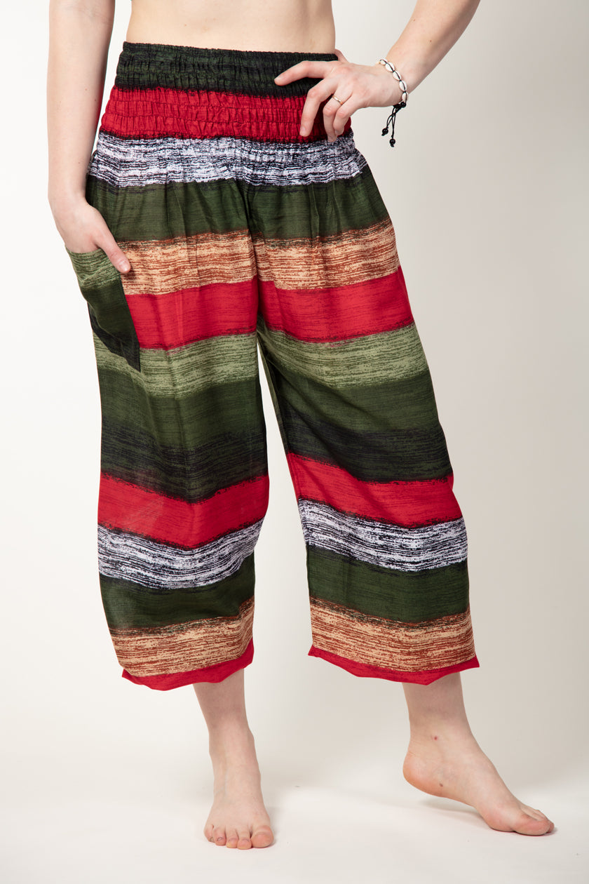 Striped Green Artisan Haaremihousut - Berry Piper
