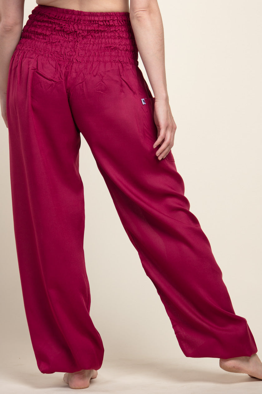 Extended Boho Burgundy Artisan Haaremihousut - Berry Piper