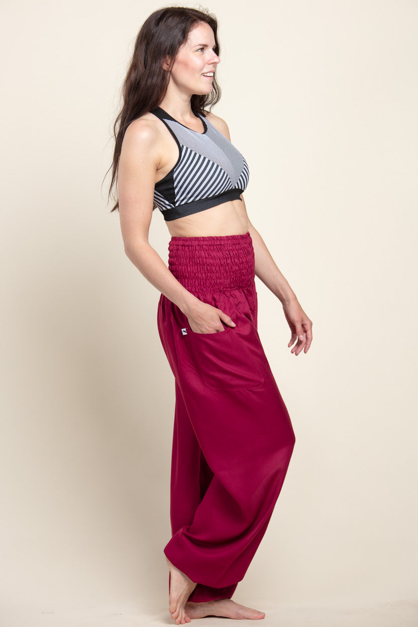 Extended Boho Burgundy Artisan Haaremihousut - Berry Piper
