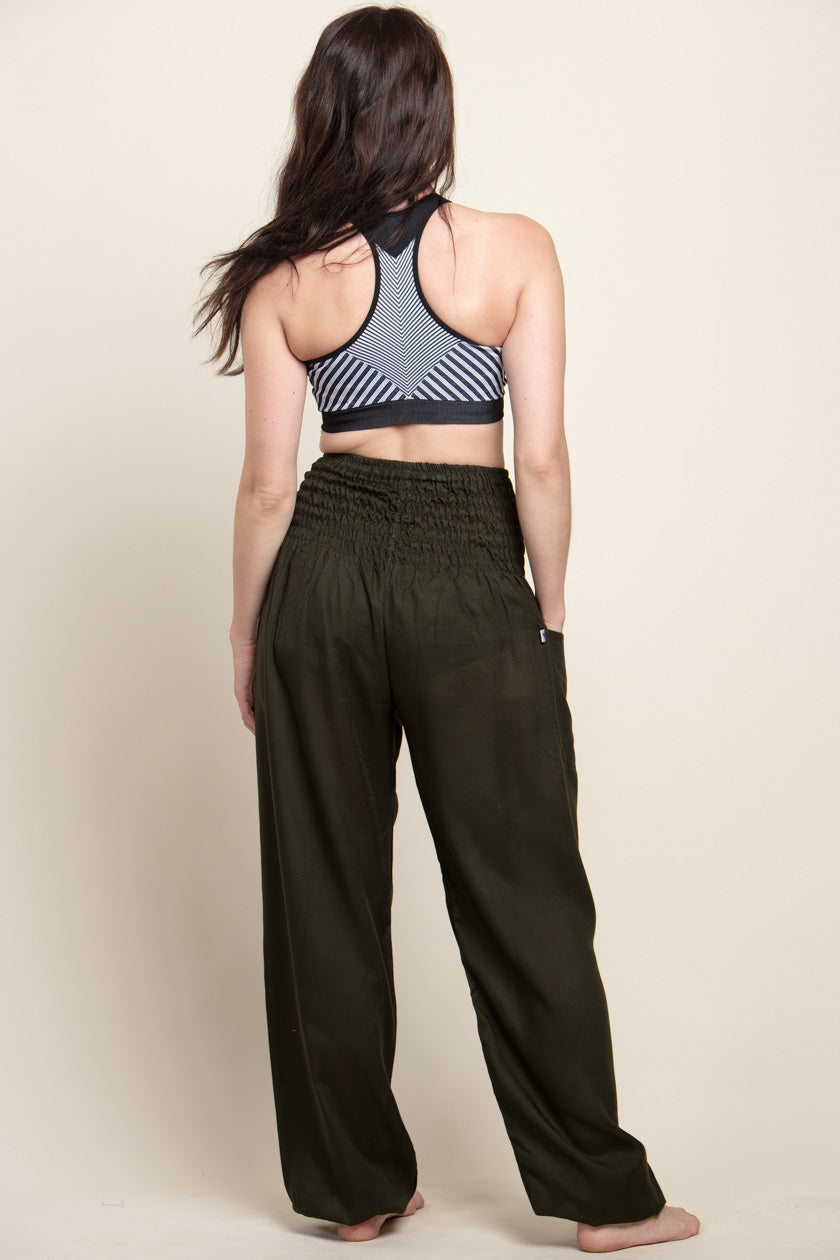 Extended Boho Green Artisan Haaremihousut - Berry Piper