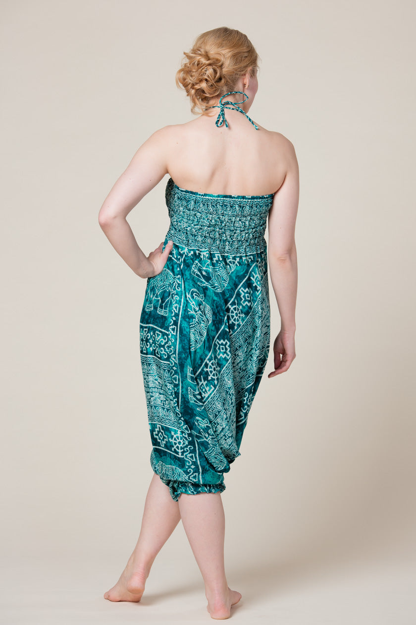 Teal Marble Elephants Artisan Jumpsuit Haaremihousut - Berry Piper