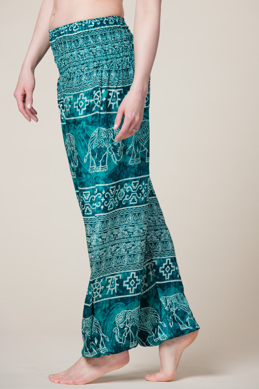 Teal Marble Elephants Artisan Haaremihousut - Berry Piper